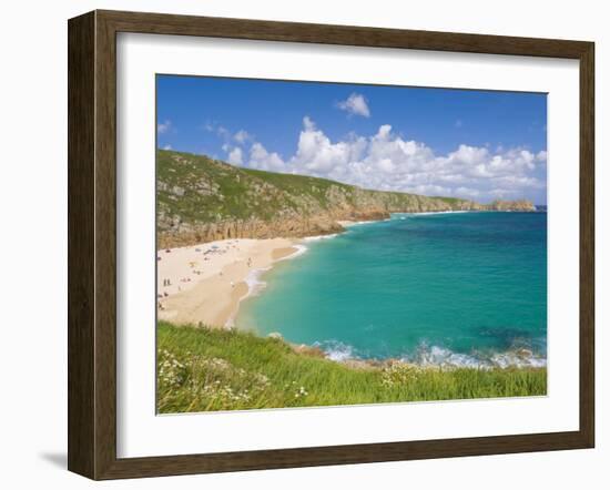 Holidaymakers and Tourists Sunbathing on Porthcurno Beach, Cornwall, England, United Kingdom-Neale Clark-Framed Photographic Print