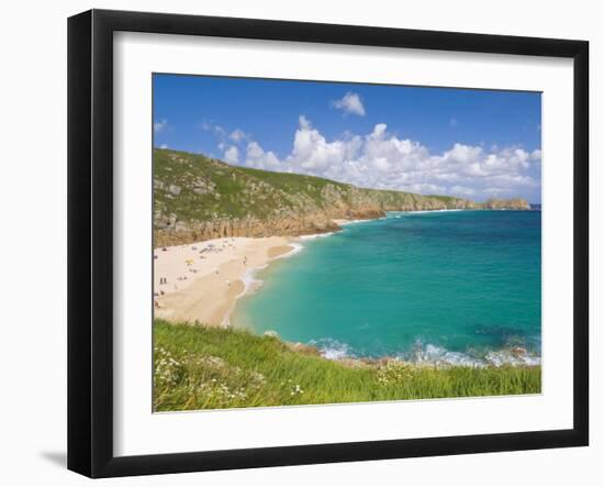 Holidaymakers and Tourists Sunbathing on Porthcurno Beach, Cornwall, England, United Kingdom-Neale Clark-Framed Photographic Print