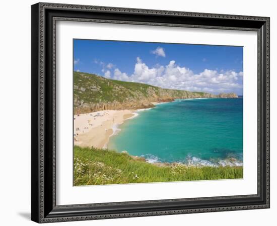 Holidaymakers and Tourists Sunbathing on Porthcurno Beach, Cornwall, England, United Kingdom-Neale Clark-Framed Photographic Print