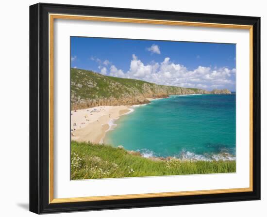 Holidaymakers and Tourists Sunbathing on Porthcurno Beach, Cornwall, England, United Kingdom-Neale Clark-Framed Photographic Print