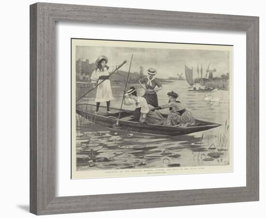 Holidays on the Norfolk Broads, Picking for Eels on the River Bure-null-Framed Giclee Print