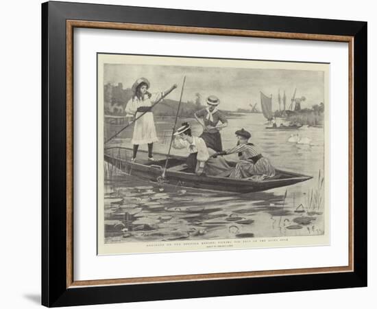 Holidays on the Norfolk Broads, Picking for Eels on the River Bure-null-Framed Giclee Print