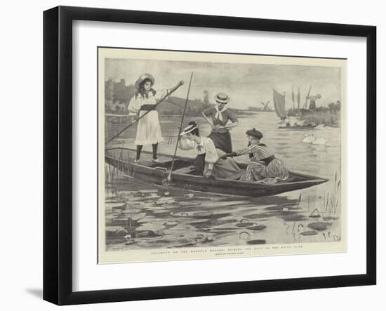 Holidays on the Norfolk Broads, Picking for Eels on the River Bure-null-Framed Giclee Print