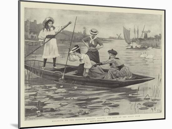 Holidays on the Norfolk Broads, Picking for Eels on the River Bure-null-Mounted Giclee Print