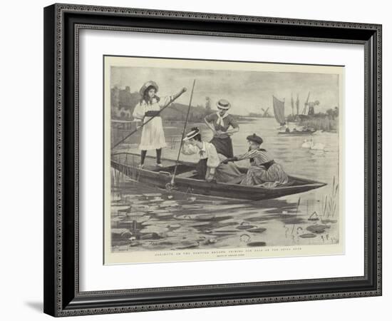 Holidays on the Norfolk Broads, Picking for Eels on the River Bure-null-Framed Giclee Print