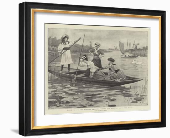 Holidays on the Norfolk Broads, Picking for Eels on the River Bure-null-Framed Giclee Print