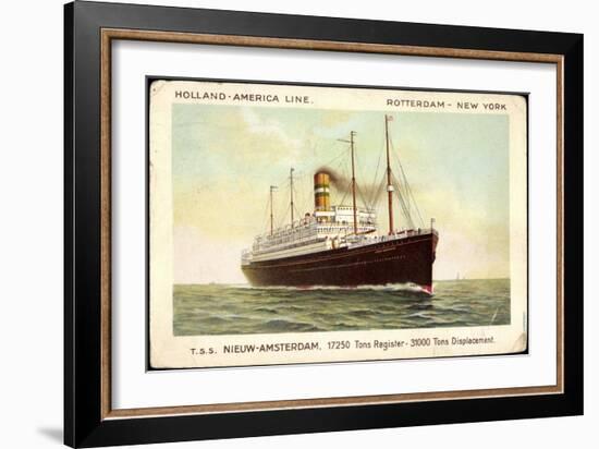 Holland America Line, T.S.S Nieuw Amsterdam, Steamer-null-Framed Giclee Print