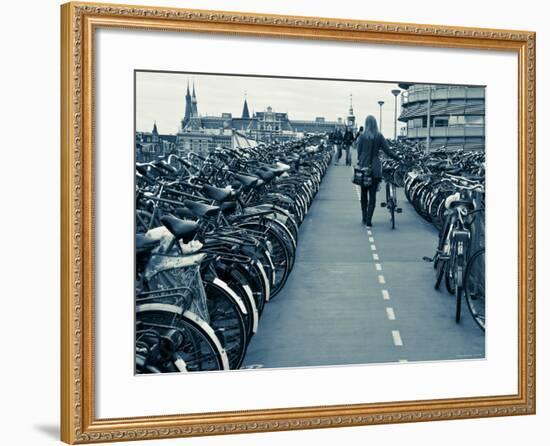 Holland, Amsterdam, Bicycle Park Outside the Main Train Station-Gavin Hellier-Framed Photographic Print