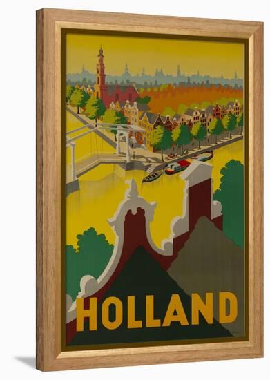 Holland Canal Travel Poster-null-Framed Premier Image Canvas
