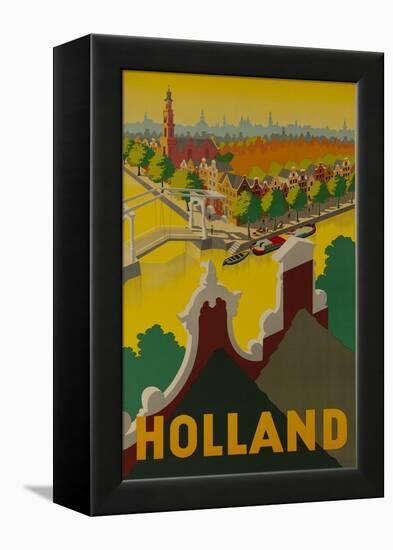 Holland Canal Travel Poster-null-Framed Premier Image Canvas