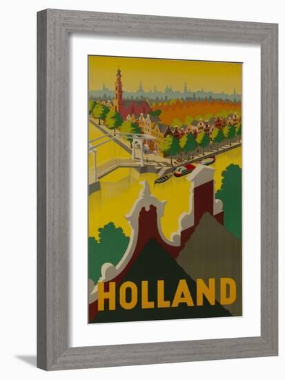 Holland Canal Travel Poster-null-Framed Giclee Print