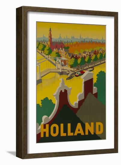 Holland Canal Travel Poster-null-Framed Giclee Print