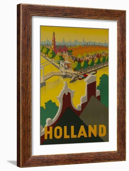 Holland Canal Travel Poster-null-Framed Giclee Print