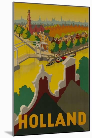 Holland Canal Travel Poster-null-Mounted Giclee Print