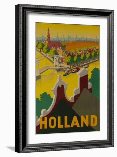 Holland Canal Travel Poster-null-Framed Giclee Print