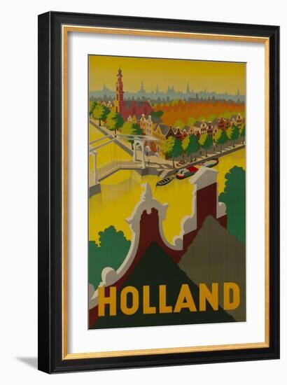 Holland Canal Travel Poster-null-Framed Giclee Print