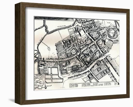 Hollars Plan of Oxford, C1643-Wenceslaus Hollar-Framed Giclee Print