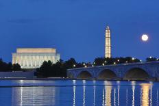 USA, Washington DC, Moon Rising Over the Memorial Bridge and the Lincoln Memorial,-Hollice Looney-Photographic Print