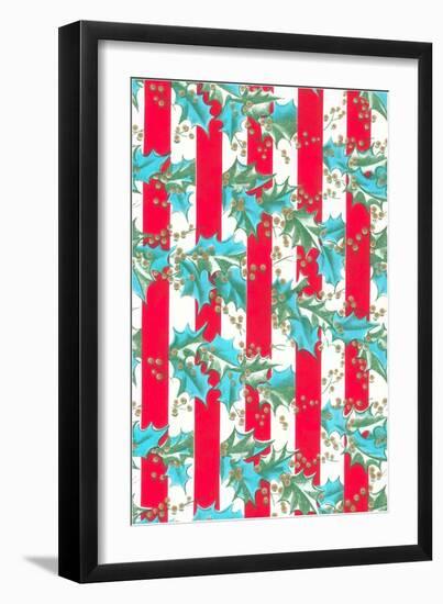 Holly and Stripes, Christmas Wrapping-null-Framed Art Print