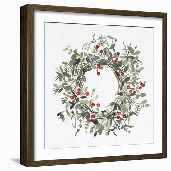 Holly Farmhouse Wreath I-Emma Caroline-Framed Art Print