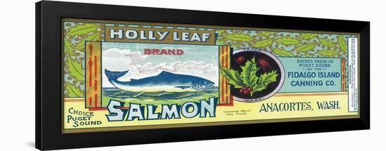 Holly Leaf Salmon Can Label - Anacortes, WA-Lantern Press-Framed Art Print