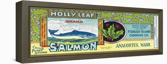 Holly Leaf Salmon Can Label - Anacortes, WA-Lantern Press-Framed Stretched Canvas
