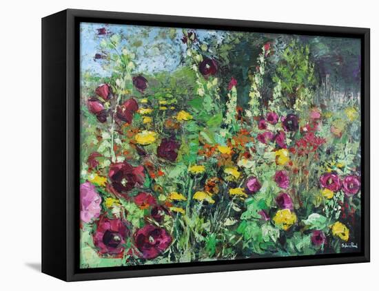 Hollyhock Garden, 2021 (oil on canvas)-Sylvia Paul-Framed Premier Image Canvas