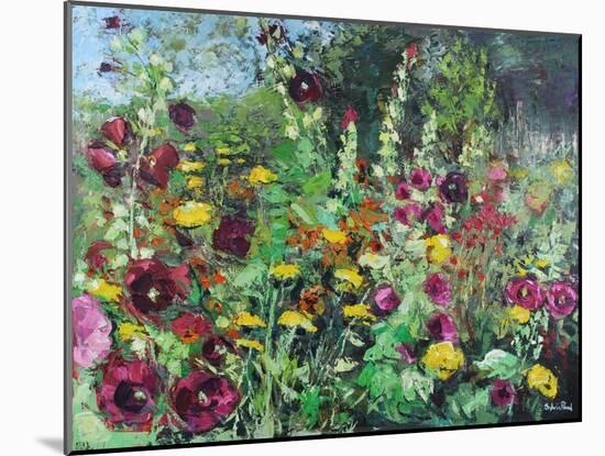 Hollyhock Garden, 2021 (oil on canvas)-Sylvia Paul-Mounted Giclee Print