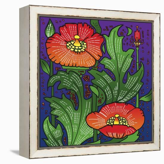 Hollyhocks 316-Howie Green-Framed Premier Image Canvas