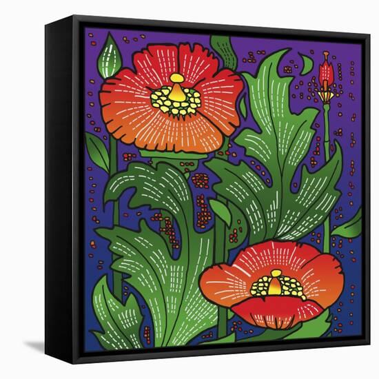 Hollyhocks 316-Howie Green-Framed Premier Image Canvas