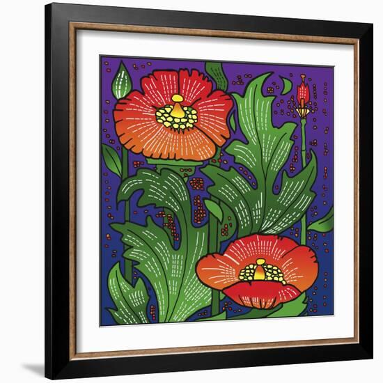 Hollyhocks 316-Howie Green-Framed Giclee Print