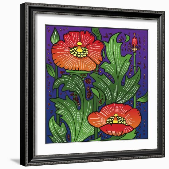 Hollyhocks 316-Howie Green-Framed Giclee Print