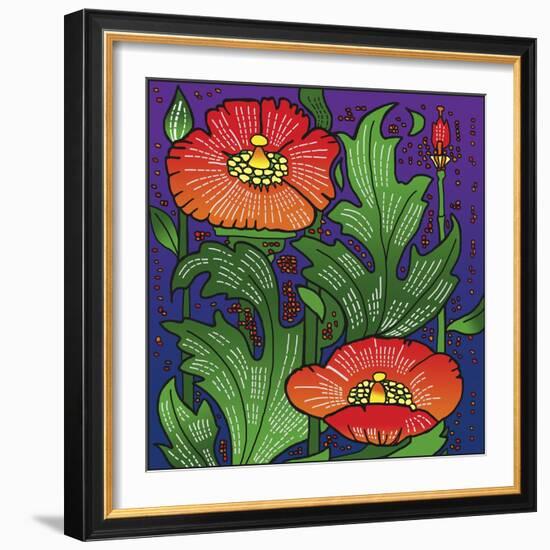 Hollyhocks 316-Howie Green-Framed Giclee Print