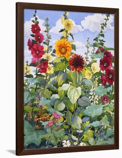 Hollyhocks and Sunflowers, 2005-Christopher Ryland-Framed Giclee Print