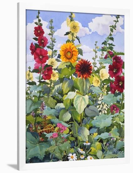 Hollyhocks and Sunflowers, 2005-Christopher Ryland-Framed Giclee Print