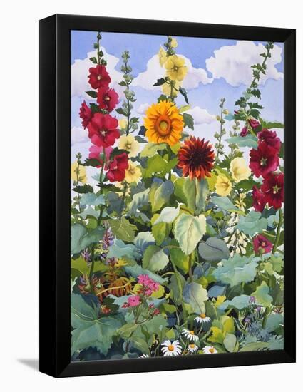 Hollyhocks and Sunflowers, 2005-Christopher Ryland-Framed Premier Image Canvas