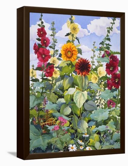 Hollyhocks and Sunflowers, 2005-Christopher Ryland-Framed Premier Image Canvas