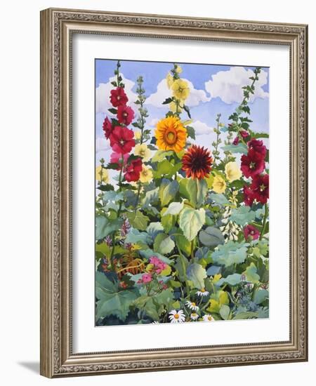 Hollyhocks and Sunflowers, 2005-Christopher Ryland-Framed Giclee Print