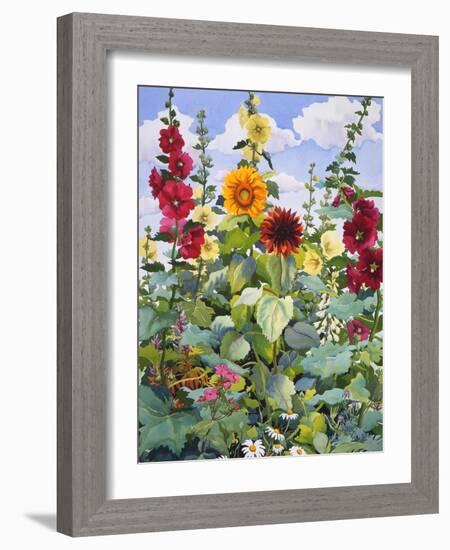 Hollyhocks and Sunflowers, 2005-Christopher Ryland-Framed Giclee Print