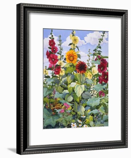 Hollyhocks and Sunflowers, 2005-Christopher Ryland-Framed Giclee Print