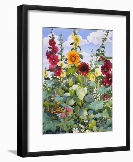 Hollyhocks and Sunflowers, 2005-Christopher Ryland-Framed Giclee Print