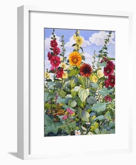 Hollyhocks and Sunflowers, 2005-Christopher Ryland-Framed Giclee Print