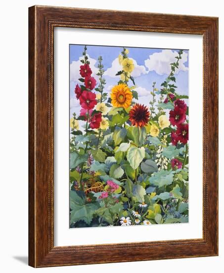 Hollyhocks and Sunflowers, 2005-Christopher Ryland-Framed Giclee Print