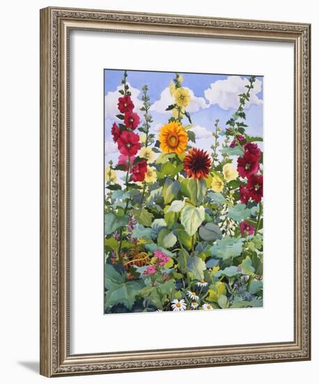 Hollyhocks and Sunflowers, 2005-Christopher Ryland-Framed Giclee Print