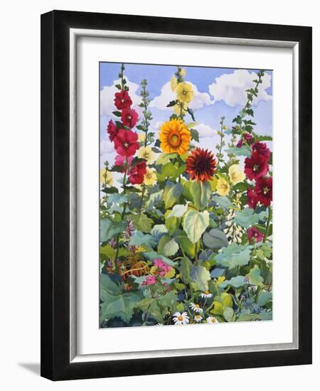 Hollyhocks and Sunflowers, 2005-Christopher Ryland-Framed Giclee Print