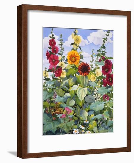 Hollyhocks and Sunflowers, 2005-Christopher Ryland-Framed Giclee Print