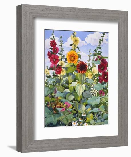 Hollyhocks and Sunflowers, 2005-Christopher Ryland-Framed Giclee Print