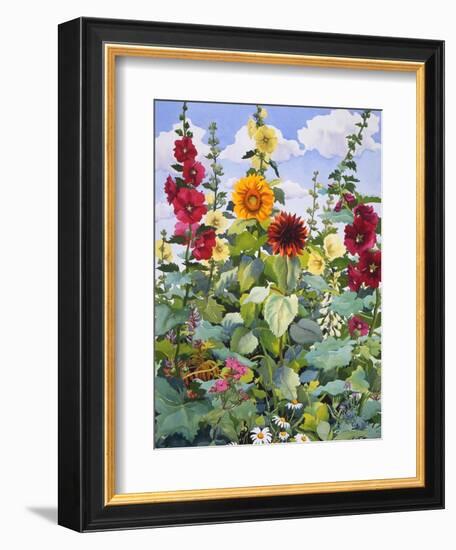 Hollyhocks and Sunflowers, 2005-Christopher Ryland-Framed Giclee Print