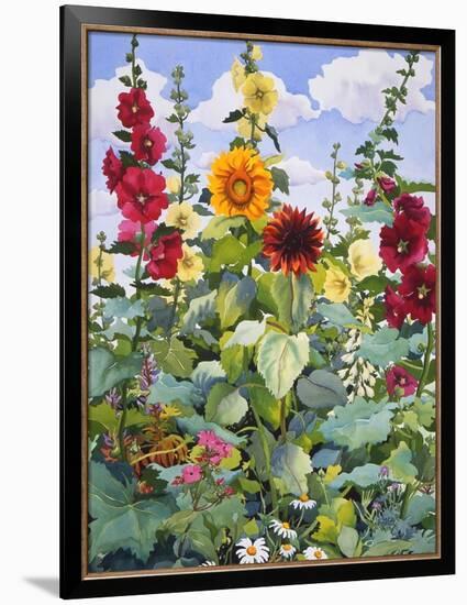 Hollyhocks and Sunflowers, 2005-Christopher Ryland-Framed Giclee Print