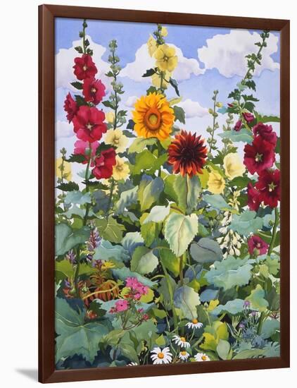 Hollyhocks and Sunflowers, 2005-Christopher Ryland-Framed Giclee Print